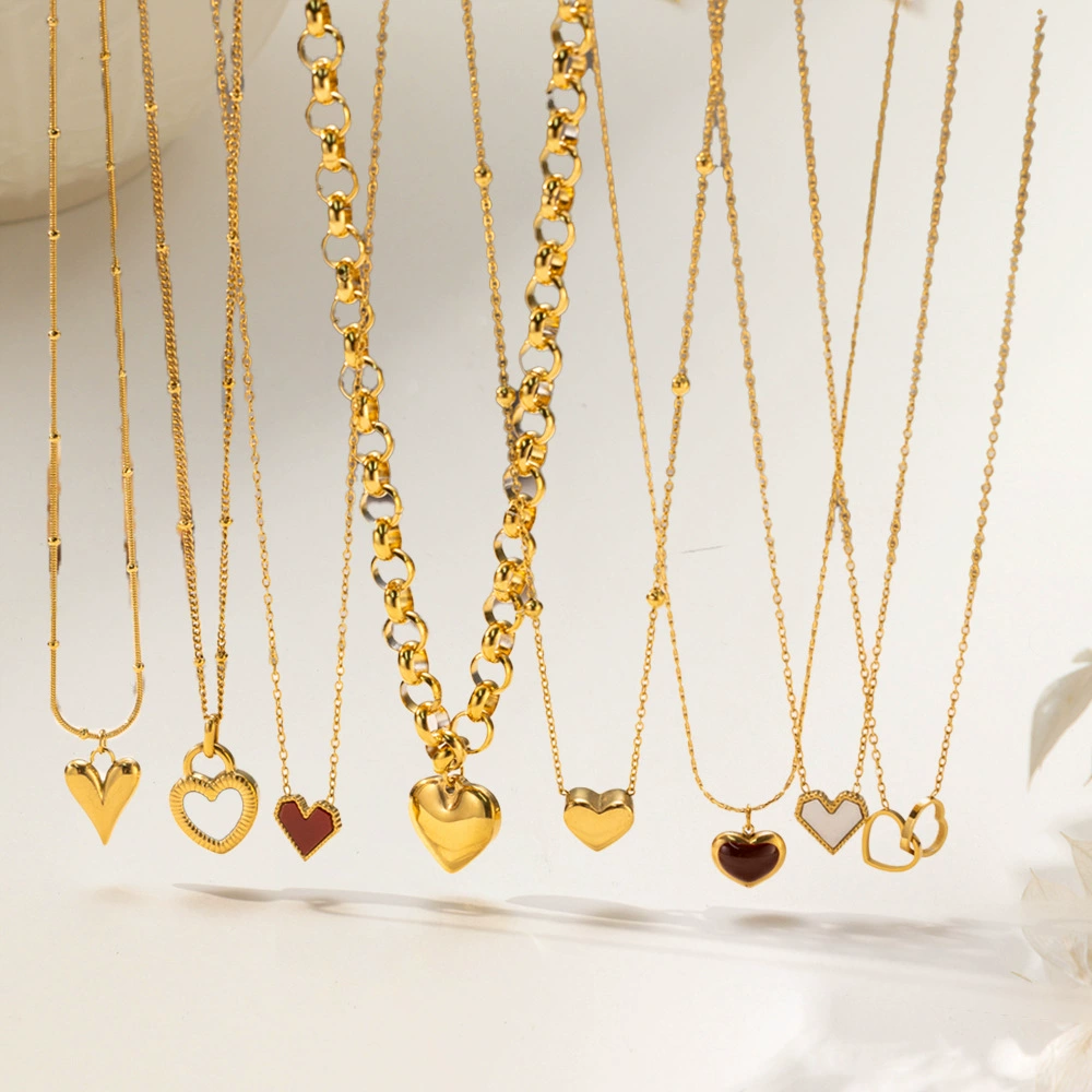 Новая модная и персонализированная цепочка на ключицу, женская подвеска для аксессуаров, ожерелье из титановой стали в форме двойного сердца в форме сердца