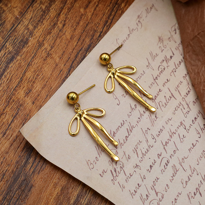 Bow Stud Stainless Steel Earrings