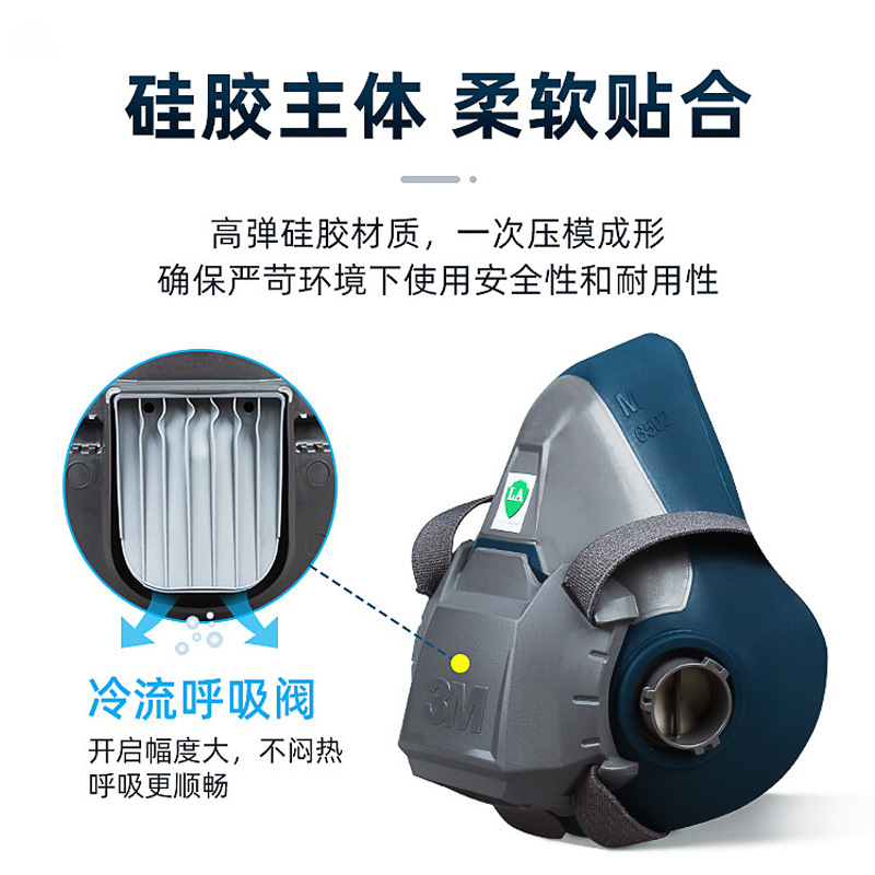 3M6502 industrial máscara de polvo pintura en aerosol pesticida máscara de gas Sola Media máscara al por mayor KN95 máscara protectora