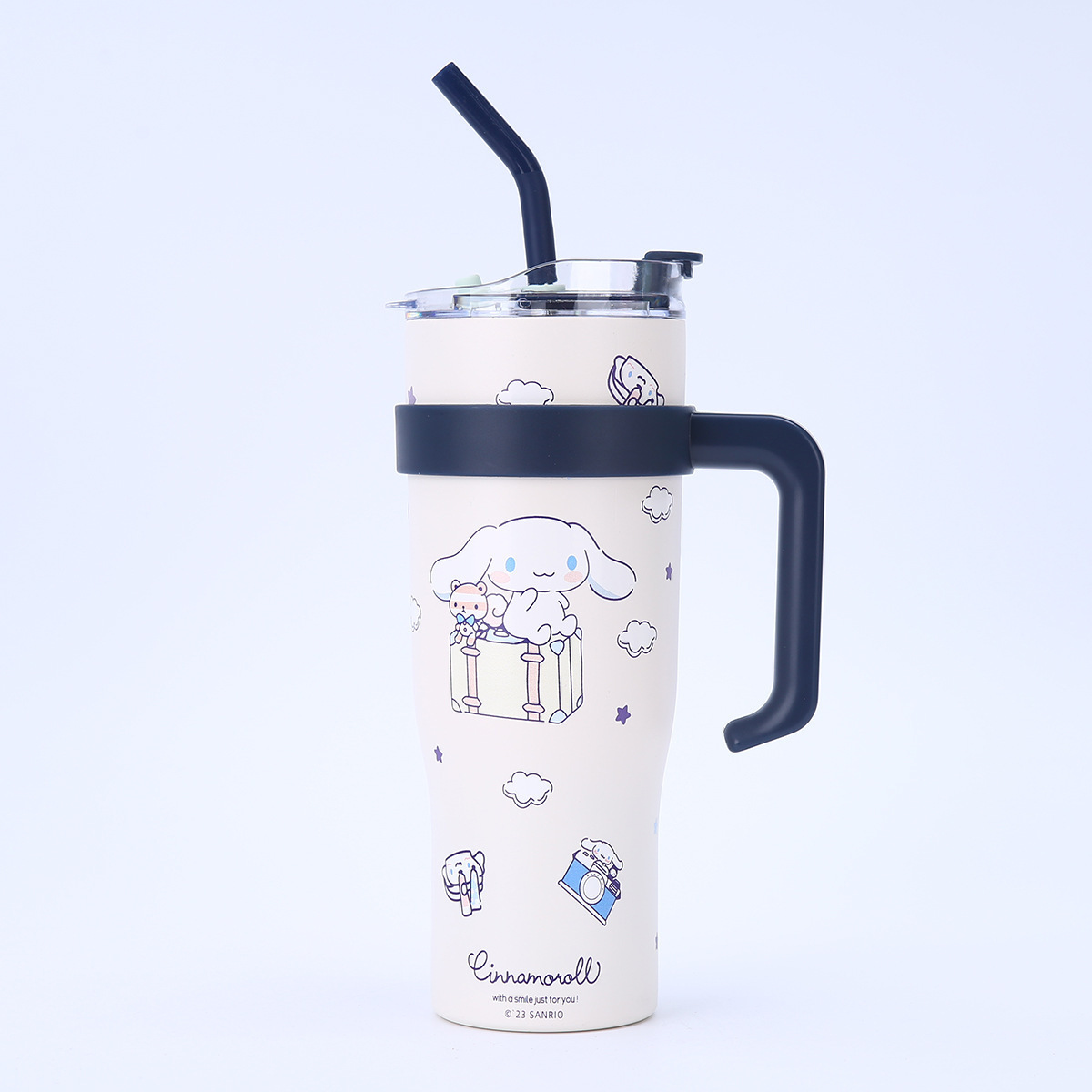 키티텀블러 핫 아이템 거대 40Oz 아이스컵 고급스러운 필수 신형 손잡이 스트로컵 차량용 이미지 2