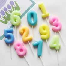 ins儿童派对彩色数字蜡烛生日蛋糕装饰 糖果色可爱蜡烛周岁派对