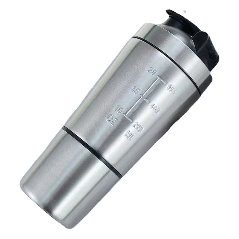 Однослойный 304 из нержавеющей стали двухсекковый встряхивающий стакан с порошковой коробкой на открытом воздухе спортивный протеиновый порошок смешивания стакан для хранения стакан для хранения воды