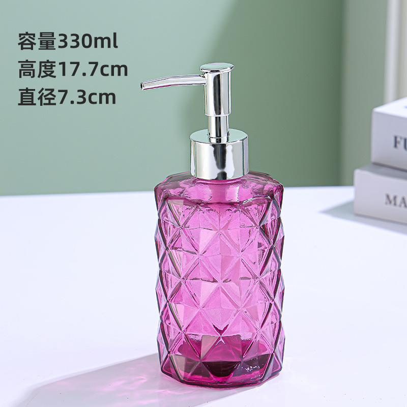 便利に分装した美しい押出式ポンプヘッド330ml手洗い液瓶電気めっきポンプヘッド有色ガラス手洗い液瓶|undefined