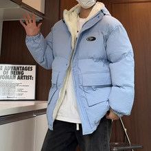 冬季2024男款外套新款棉衣男保暖个性设计摇粒绒连帽加厚棉袄棉服