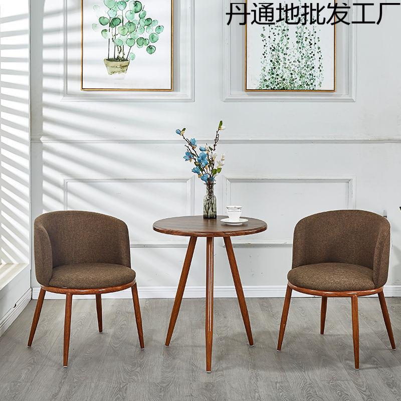 Nordic Imitation Solid Wood Negotiation Dining Table and Chair Combination Modern Simple Small Apartment Creative Leisure Round Table Milk Tea Shop Chair