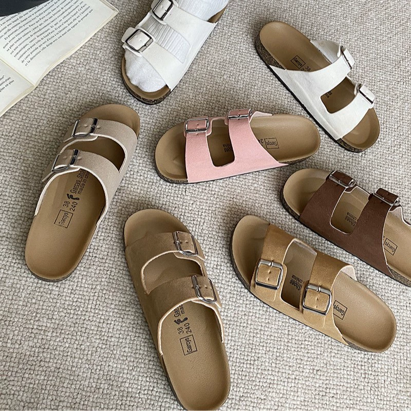 Летние сандалии и шлёпанцы в стиле французского ретро, толстая подошва, двойная пряжка, для внешней торговли, коллекция 2025 года.