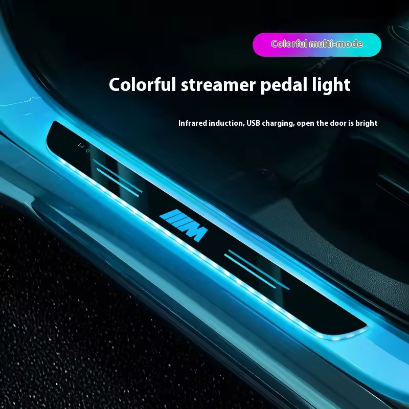 Symphony Streamer Running Pedal Threshold Light Car Atmosphere Threshold Strip Without Wiring USB Charging Suitable for Bmw