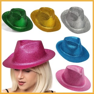 Irish Day Pvc Blister Environmentally Friendly Gold Powder Hat Holiday Hat Party Decoration Hat Plastic Glitter Hat