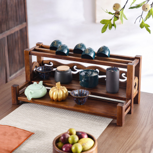 Tea Table Countertop Tea Rack Tea Cup Rack Solid Wood Teapot Rack Tea Set Storage Rack Tea Table Bogu Rack Small Shelf Storage Rack