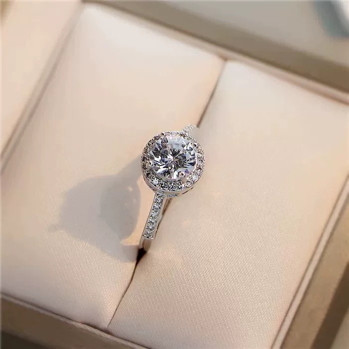 Simulierter Moissanit Ring Rund Geschliffen Für Damen Herzring_voghion.com