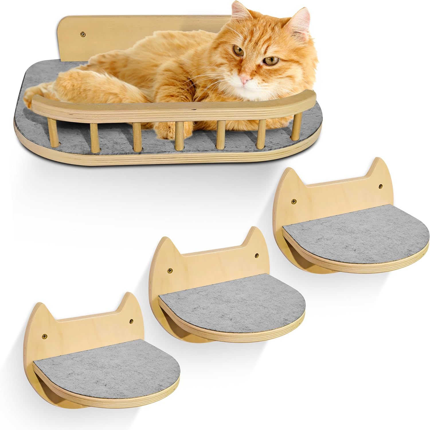 Toda la pared de madera para gatos, nido para gatos, estante para trepar para gatos, plataforma de pared, trampolín, escalera para trepar, muebles para gatos en la pared de madera