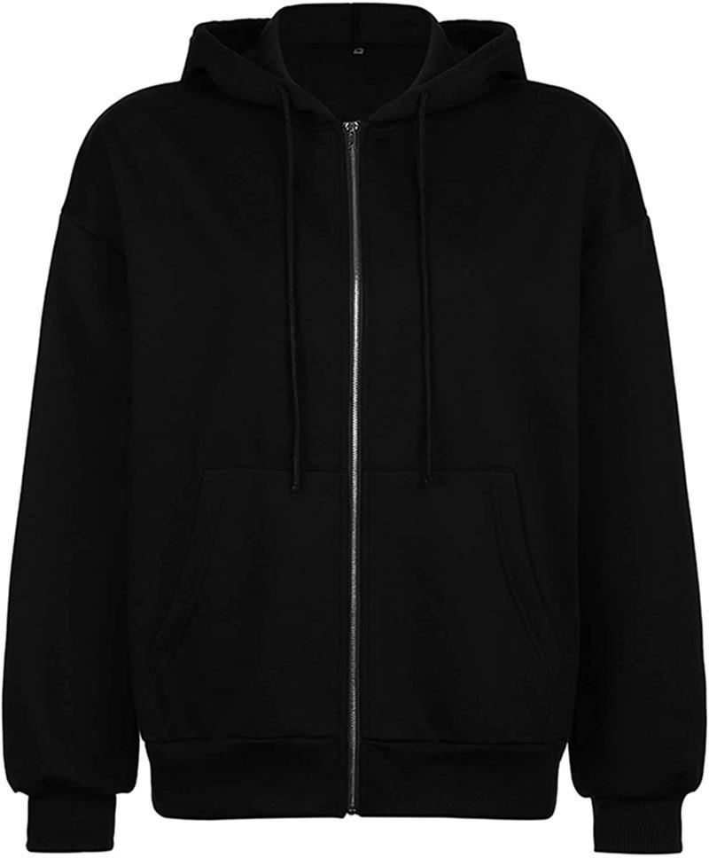 456g Weight Long Sleeve Sleeve Length Zipper Placket Type Regular Sleeve Sleeve Type Polyester Fabric Type Long Top Length Hoodie Tops Type Daily Occasion Hooded Neckline Regular Fit Fit Type Solid Color Pattern Spring, Autumn Season Women's Gender Pocket Design Streetwear Style Women's Streetwear Solid Color Pocket Zipper Hoodie 24