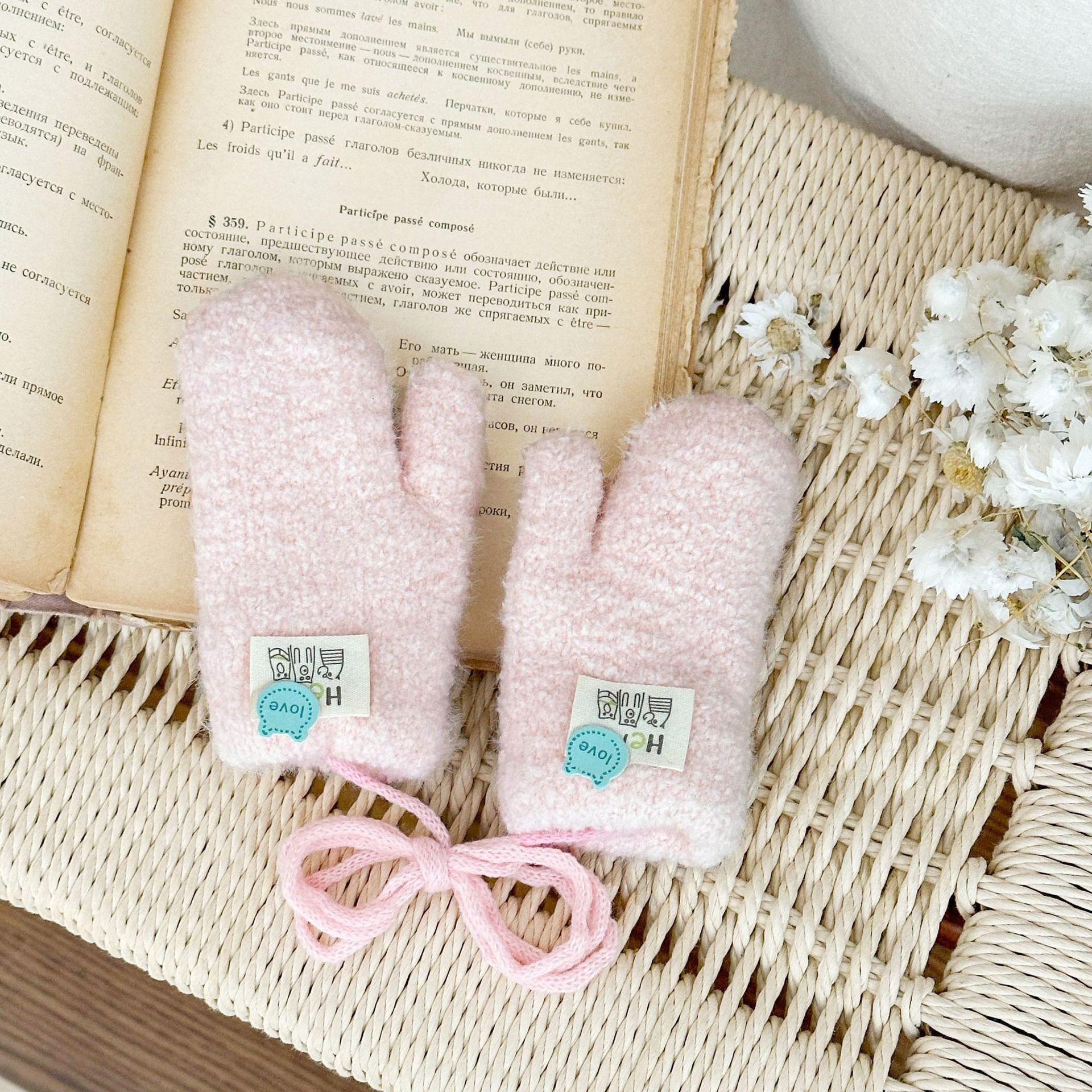 Guantes de cuello para niños otoño y invierno 0 - 2 años 1 bebés varones bebés niñas y dedos de lana para mantener el calor y el grosor