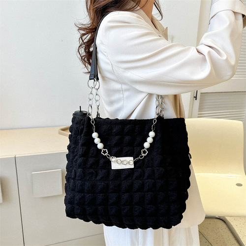 Gentle and fashionable pleated large-capacity handbag  summer new style single shoulder armpit bag tote bag for women