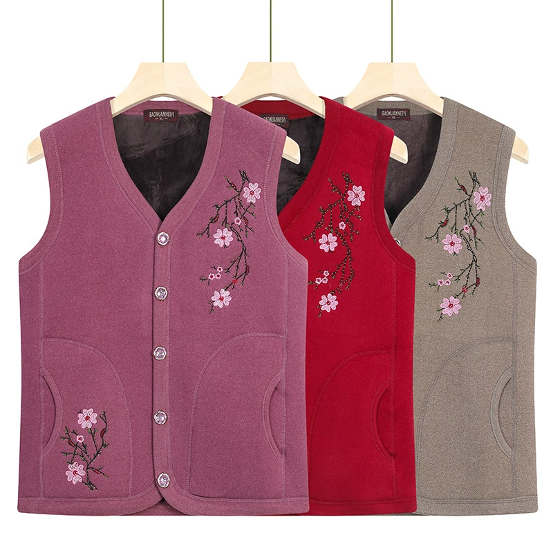 Пожилой жилет женский осенний и зимний бабушкин костюм пожилой жилет осенняя мама плюшевая и утолщающая новая старая леди куртка