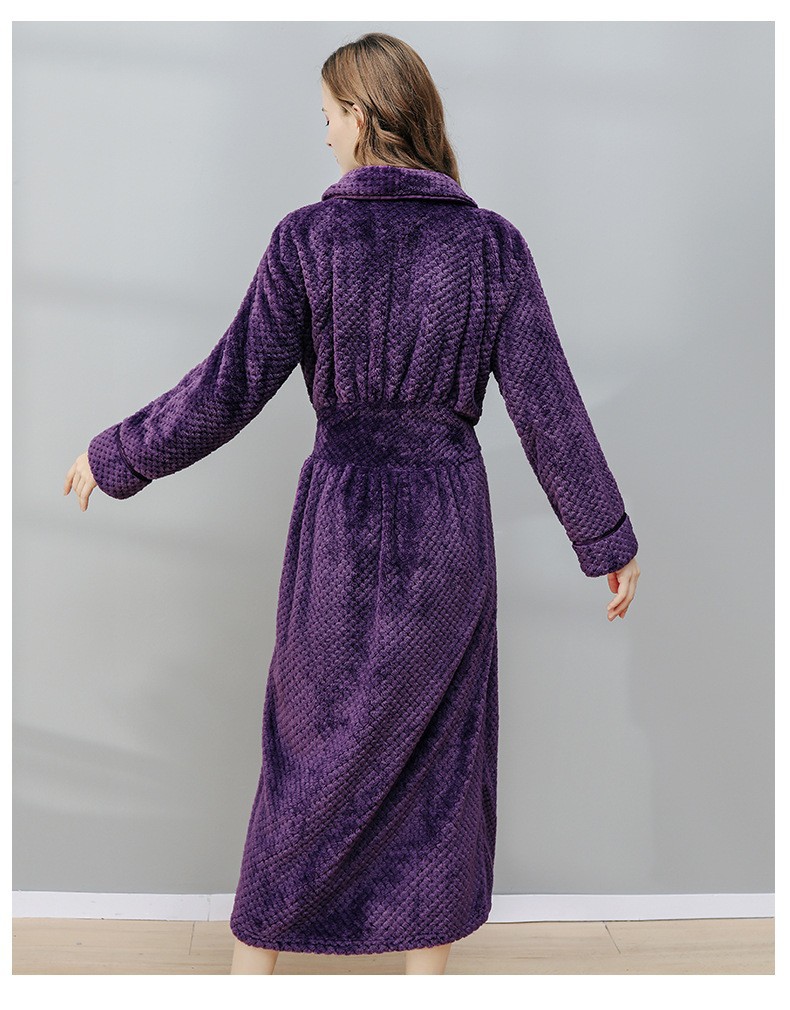 Nightgown women winter couple coral fleece bathrobe plus velvet thickened flannel men's pajamas autumn and winter long _voghion.com
