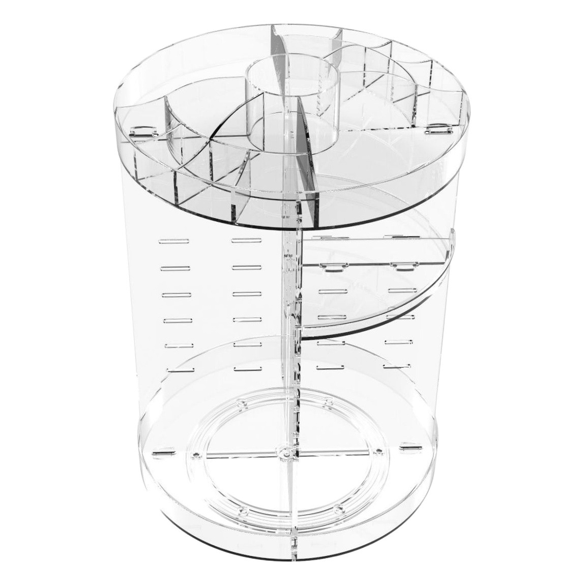 Caja de almacenamiento de cosméticos de escritorio de 360 grados de rotación de acrílico transparente tocador lápiz labial productos de cuidado de la piel de almacenamiento