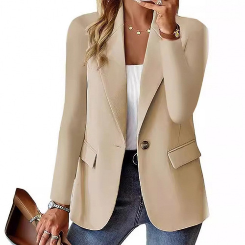2025 New Color European and American Style Amazon WISH Bestseller Autumn Long-Sleeved Solid-Color Cardigan Small Suit Jacket for Women