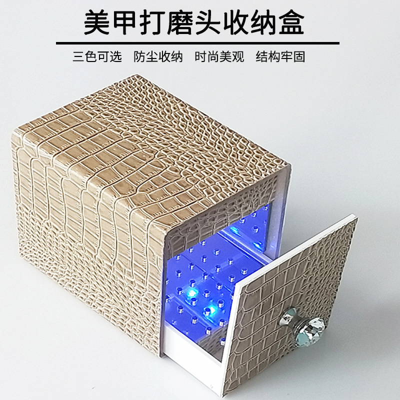 Nail disinfection box dust-proof blue light tattoo tool nail polishing head storage box ultraviolet disinfection box