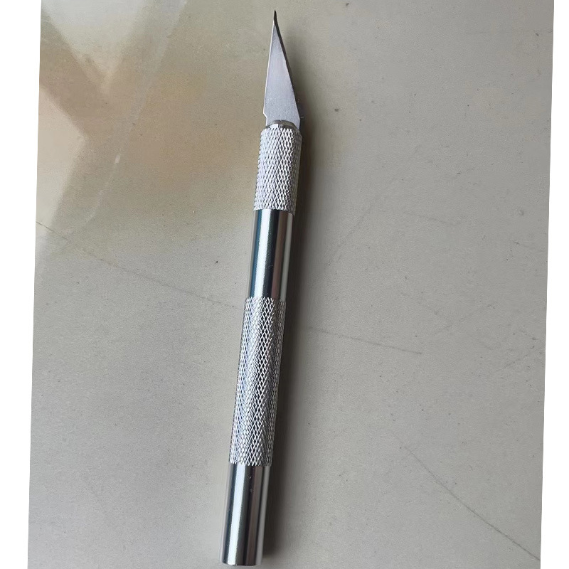 Rough handle paper card aluminum rod knife, 5 blades, neutral packaging, available in 6 colors; No. 65 manganese steel aluminum rod knife