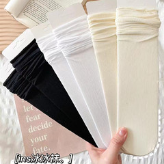 Women's pile socks mid-calf socks ins trendy spring and summer goose velvet simple versatile black and white thin candy color ice ice