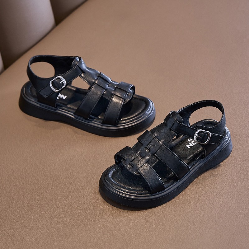 Sandalias para niñas verano 2025 nuevos zapatos de princesa de moda para niñas, zapatos romanos para niños de mediana edad, zapatos de playa de todo fósforo para niños image 5