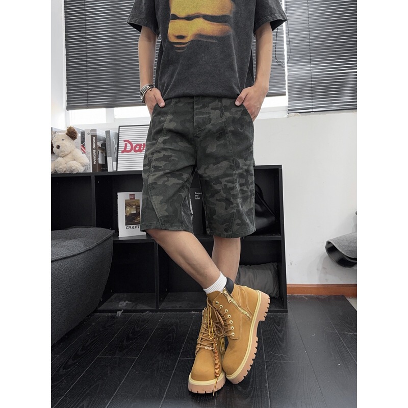 American-Style Camouflage Work Shorts for Men, Summer Loose Straight-Leg Knee-Length Shorts, High Street Vibe Casual Sports Shorts, Trendy American-Style Camouflage Work Shorts for Men, Summer Loose Straight-Leg Knee-Length Shorts, High Street Vibe Casual Sports Shorts, Trendy