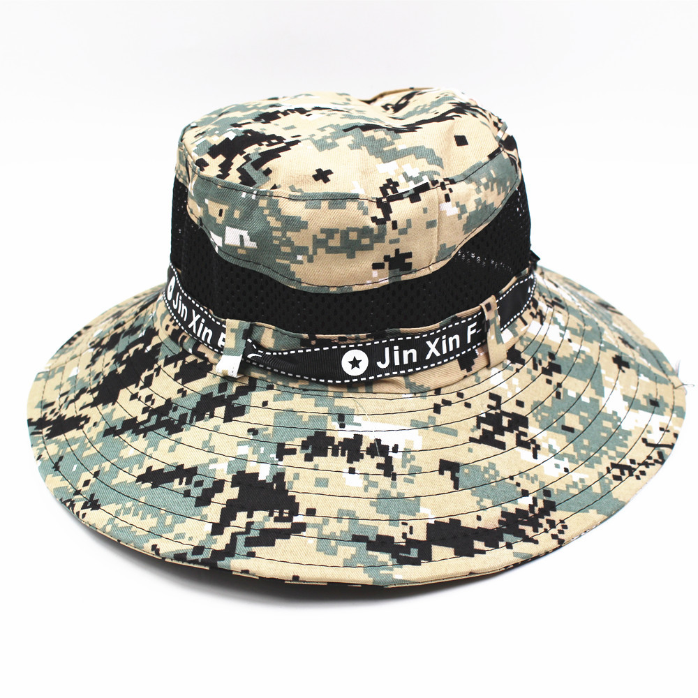 2021新款户外迷彩男士夏天钓鱼帽太阳帽   防紫外线迷彩登山帽