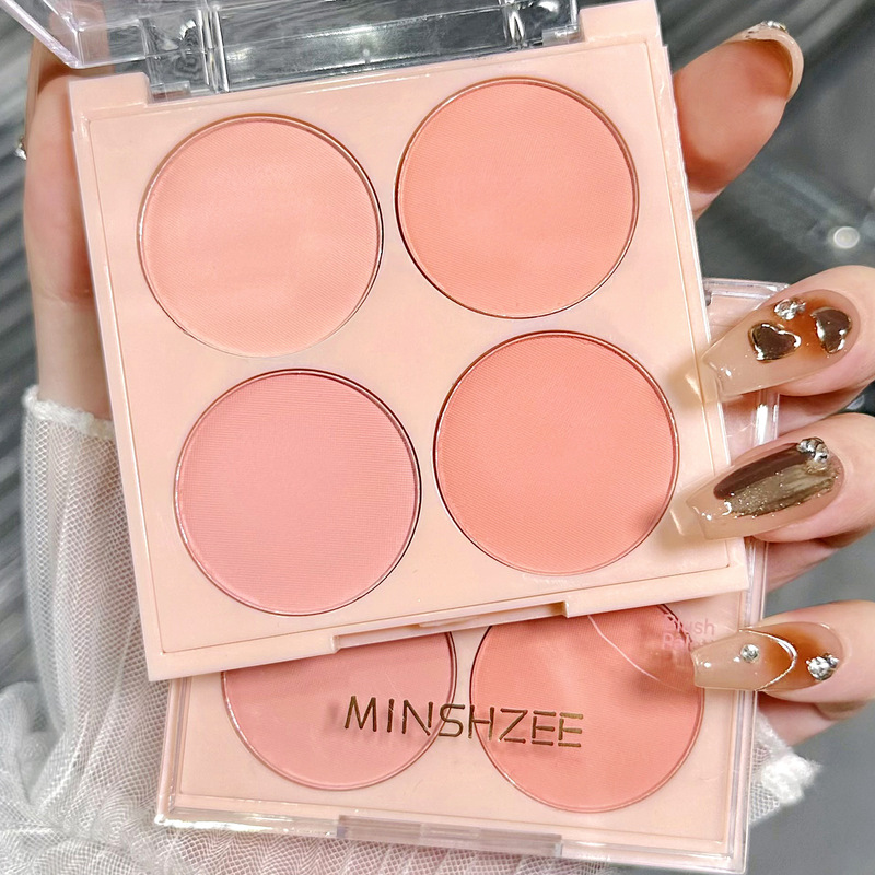 MINSHZEE茗希芝四色腮红盘显白自然显色修容盘哑光腮紫胭脂盘跨境|undefined