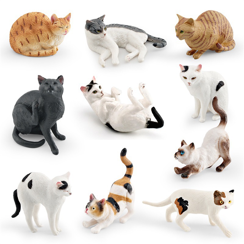 儿童仿真宠物猫模型睡猫伸腰懒猫三色猫斑点猫短毛猫装饰摆件玩具