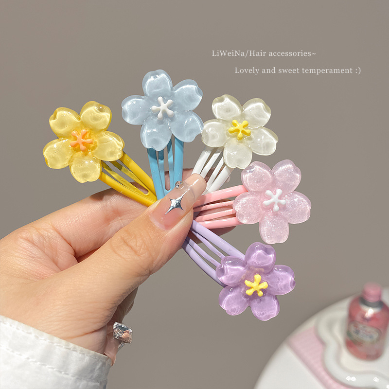 甜美少女果冻樱花发夹儿童碎发刘海夹夏季小清新花朵夹子发卡头饰|undefined