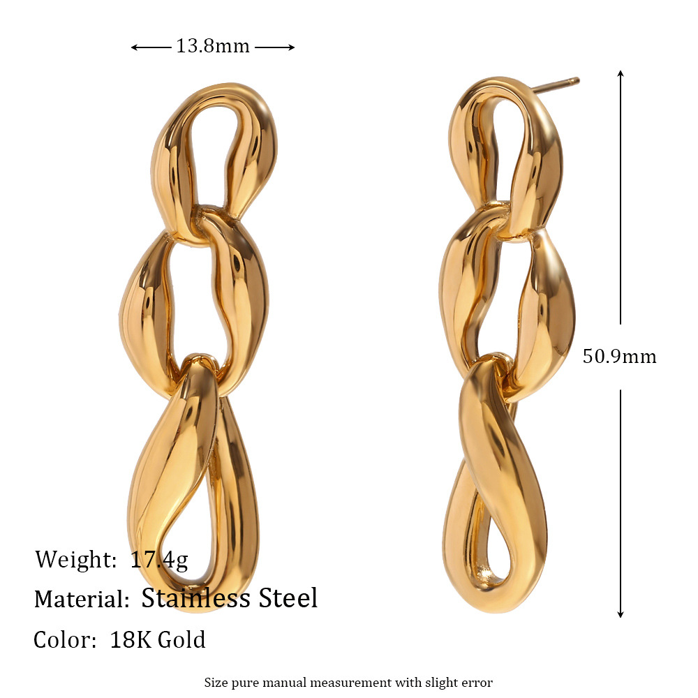 Irregular Three-ring Chain Stainless Steel Earrings
