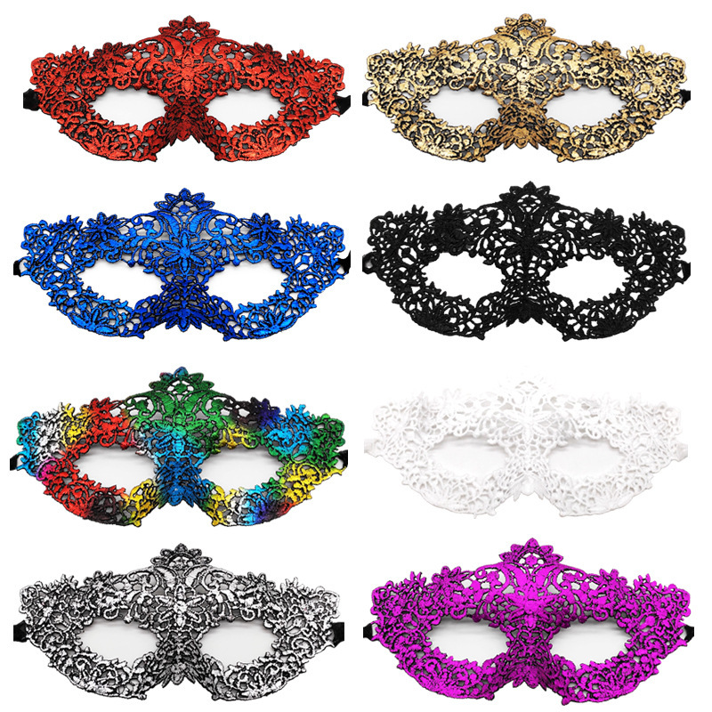Transfronterizo exclusivo estampado máscara de encaje grueso mitad cara fiesta Halloween máscara de maquillaje vestido sexy máscara de ojos TK