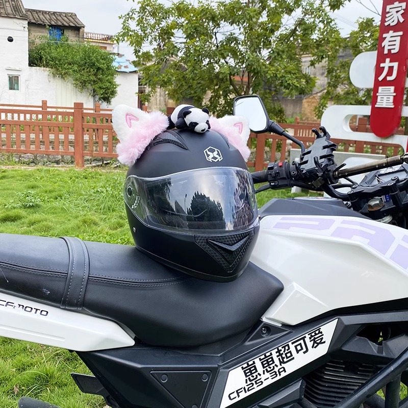 Cute Plush Heart Ear Motorcycle Helmet Accessories Detachable Universal