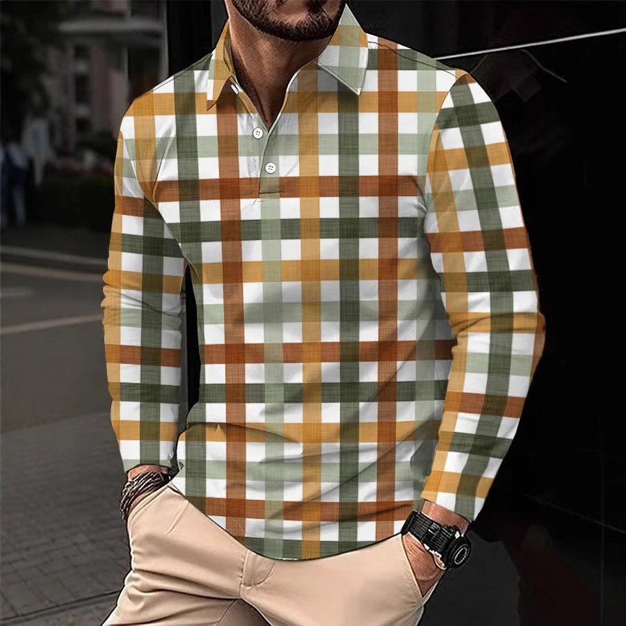 2024 nuevo estilo Amazon comercio exterior casual todo fósforo moda de alta calidad botón de manga larga POLO camisa MB14