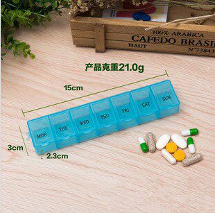 Portable 7-grid seven-grid pill box for one week large capacity portable transparent strip small packing seven-day pill box