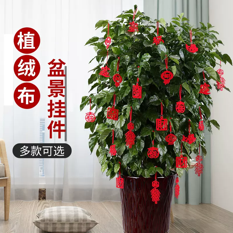 盆栽小挂件乔迁新年装饰植绒小红灯笼挂饰树上盆景室内外场景布置