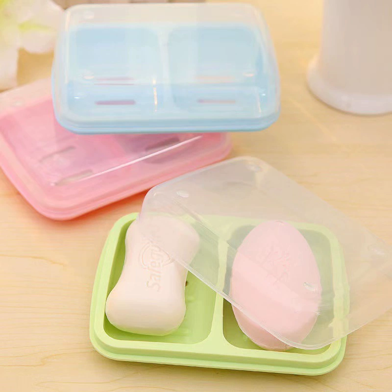 Водонепроницаемая коробка для мыла ручной работы с двойным корпусом и крышкой, коробка для мыла с двумя отделениями, коробка для мыла для лица, держатель для мыльницы с крышкой, водонепроницаемая