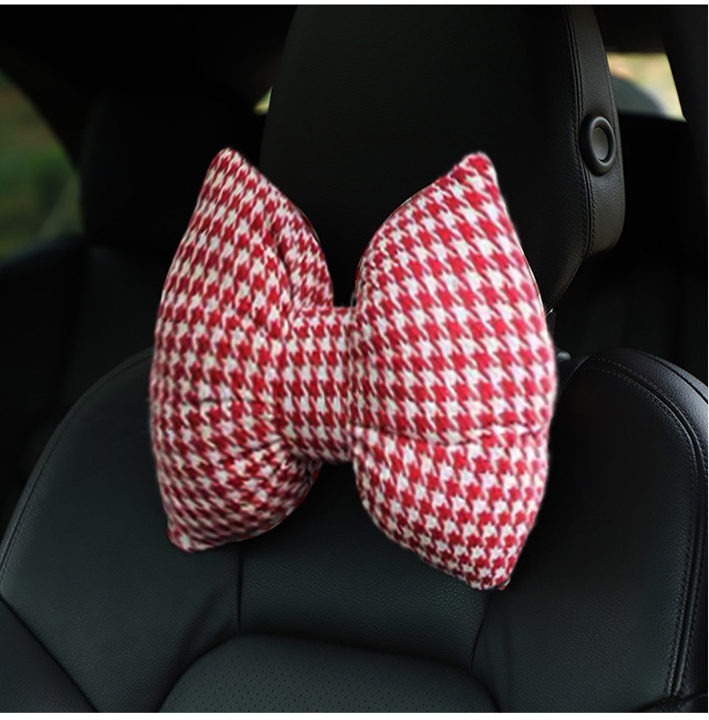 Car Headrest Neck Pillow Fashion Houndstooth Car Headrest Waist Cushion Creative Car Comfortable Neck Pillow Pillow