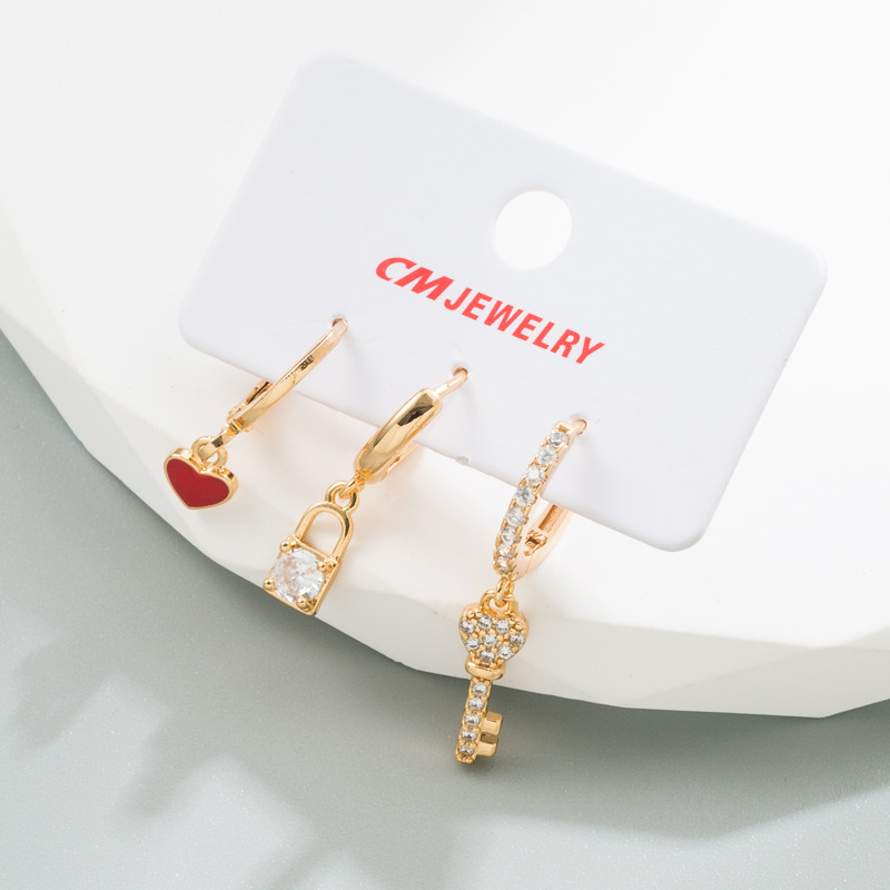 Fashion Geometric Alloy Stoving Varnish Plating Artificial Gemstones Earrings