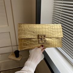 Personalized Lock-Clasp Stone-Texture Design Clutch Bag Women's Bag 2023 New Summer Trendy Bag Glossy Elegant Envelope Bag