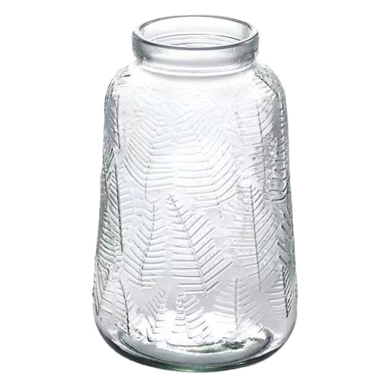 Florero al por mayor vintage en relieve florero de vidrio de alta gama sala de estar Oficina arreglo floral florero de agua Decoración