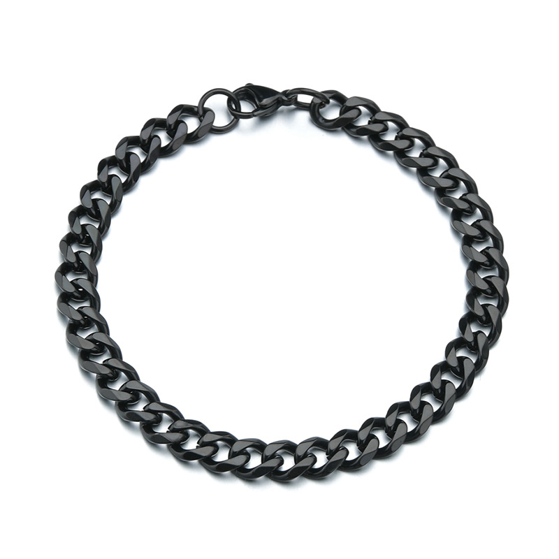 Six sided bracelet titanium steel bracelet personality Cuban chain ins trend hip hop bracelet_voghion.com
