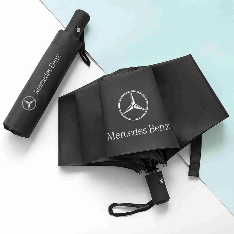 Mercedes Umbrella Car Logo Umbrella Bmw Audi Folding Umbrella Black Coating Sun Protection Umbrella Custom 4S Store Advertising Umbrella Copper