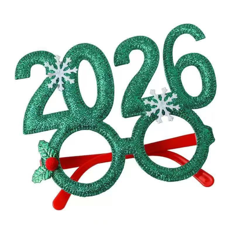 国境を越えたクリスマスヘッドバンド、ホリデーパーティー装飾小道具、2026年新年数字ヘッドバンド、クリスマスメガネ、メーカー卸売|undefined