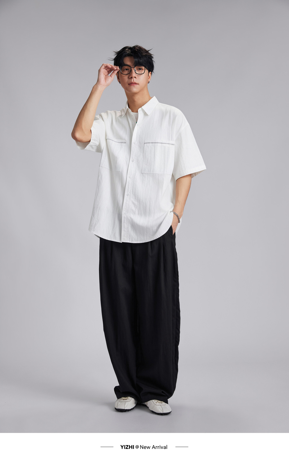 Áo sơ mi nam ngắn tay mỏng nhẹ cổ bẻ phong cách casual — màu xanh nhạt chi tiết 13
