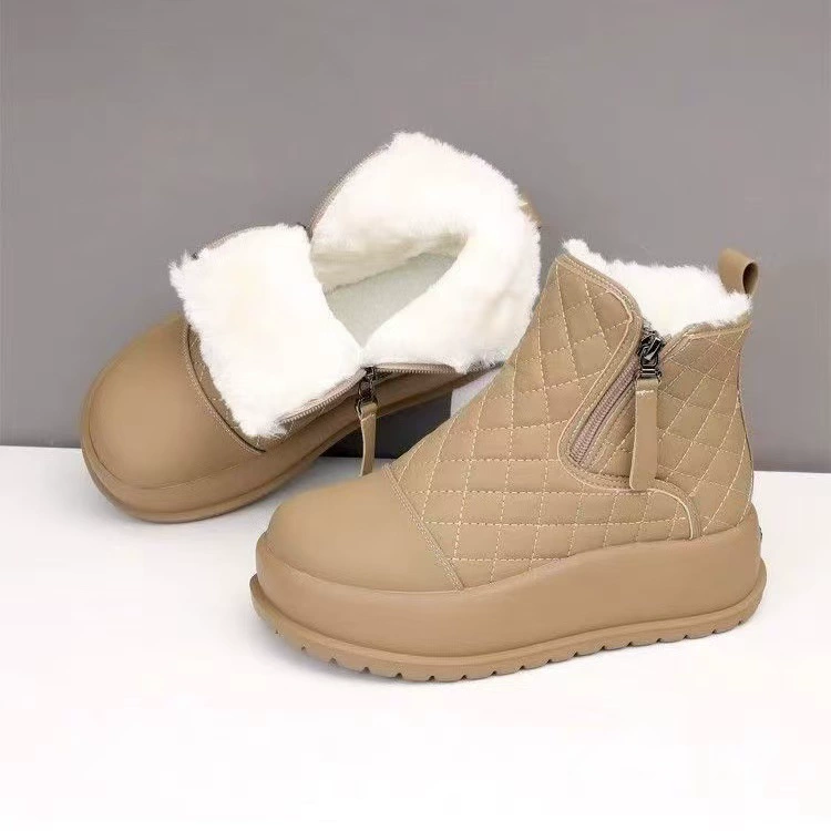 2024 новые зимние мягкие кожаные снежные сапоги женские водонепроницаемые толстые плоские сапоги северо-восточные нескользящие теплые хлопковые женские сапоги