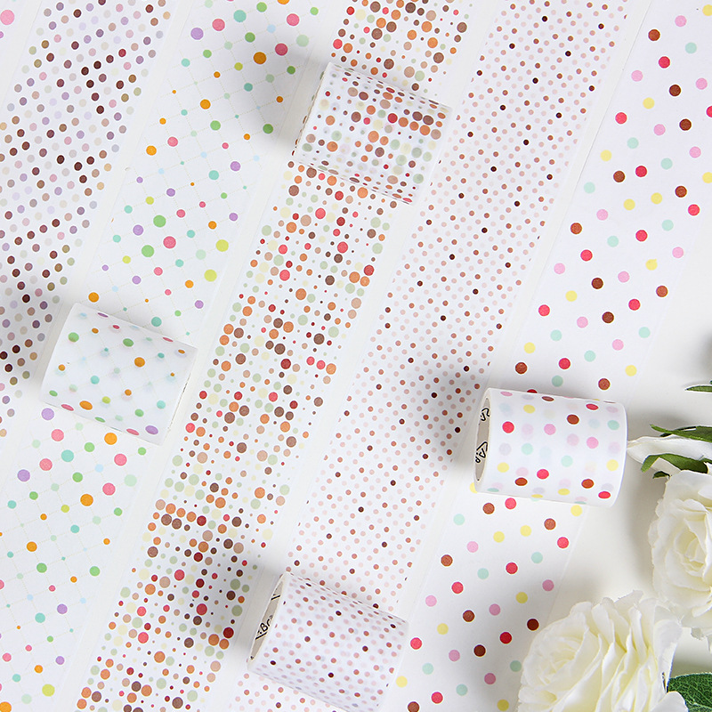 Caída colorido cuando Yun y papel conjunto de cinta adhesiva color Morandi cinta adhesiva punto de onda transfronteriza pequeña pegatina de punto