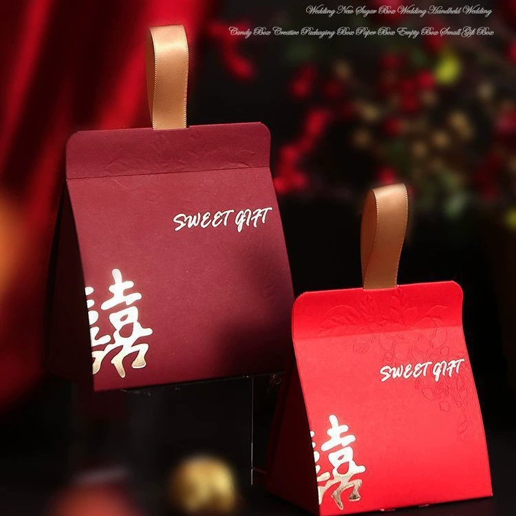 Wedding hand-held foldable wedding candy box Chinese style wedding engagement candy box gift box empty box