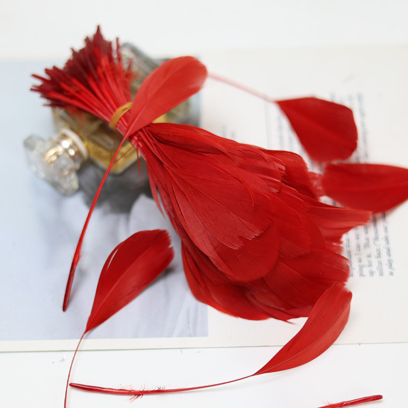 Plumas rojas al por mayor boda jardín de infantes diy plumas hechas a mano pieles de pavo pendientes de plumas de ganso accesorios accesorios de ropa image 43
